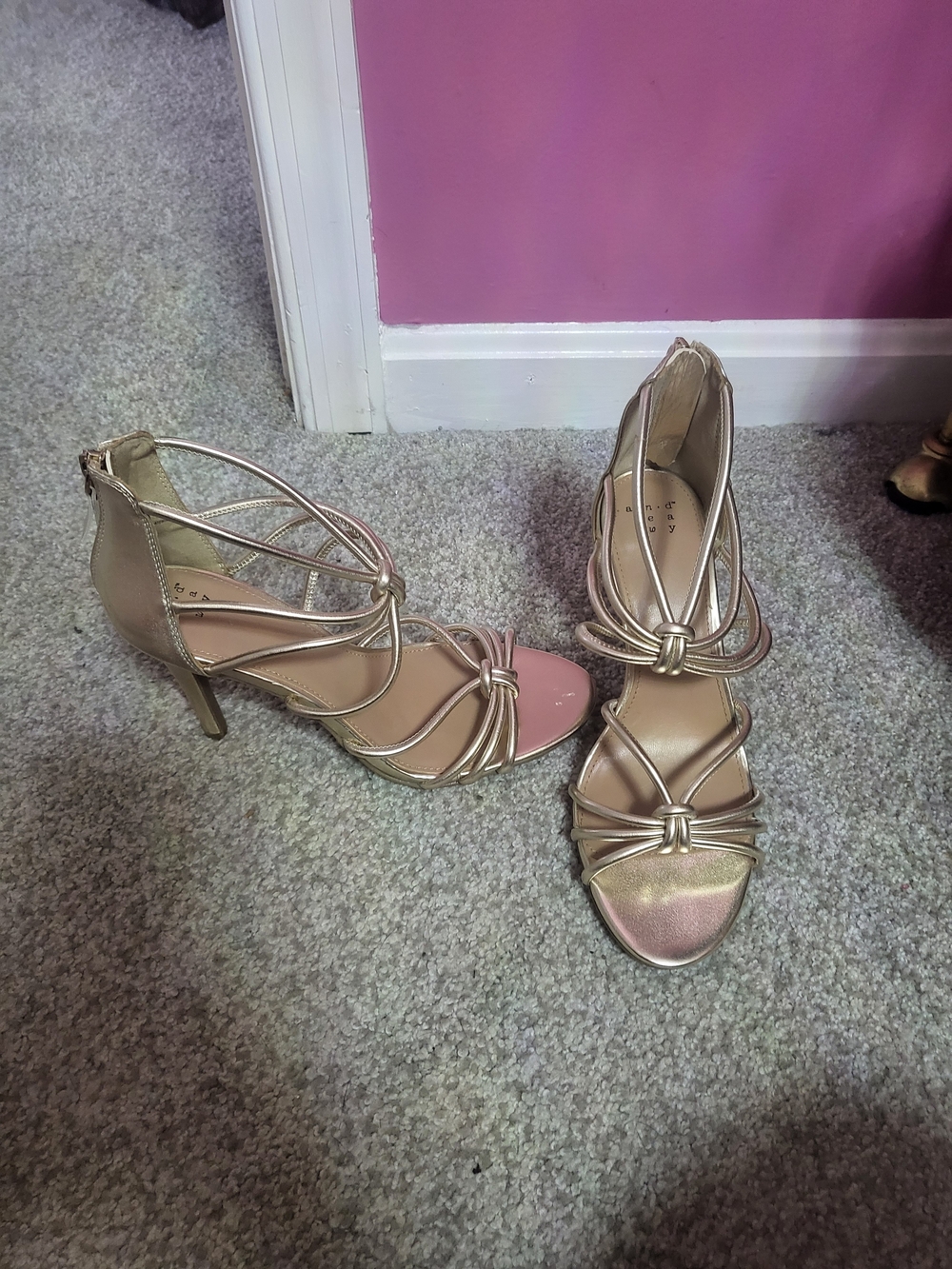 Strappy Metallic Gold High Heel Sandals